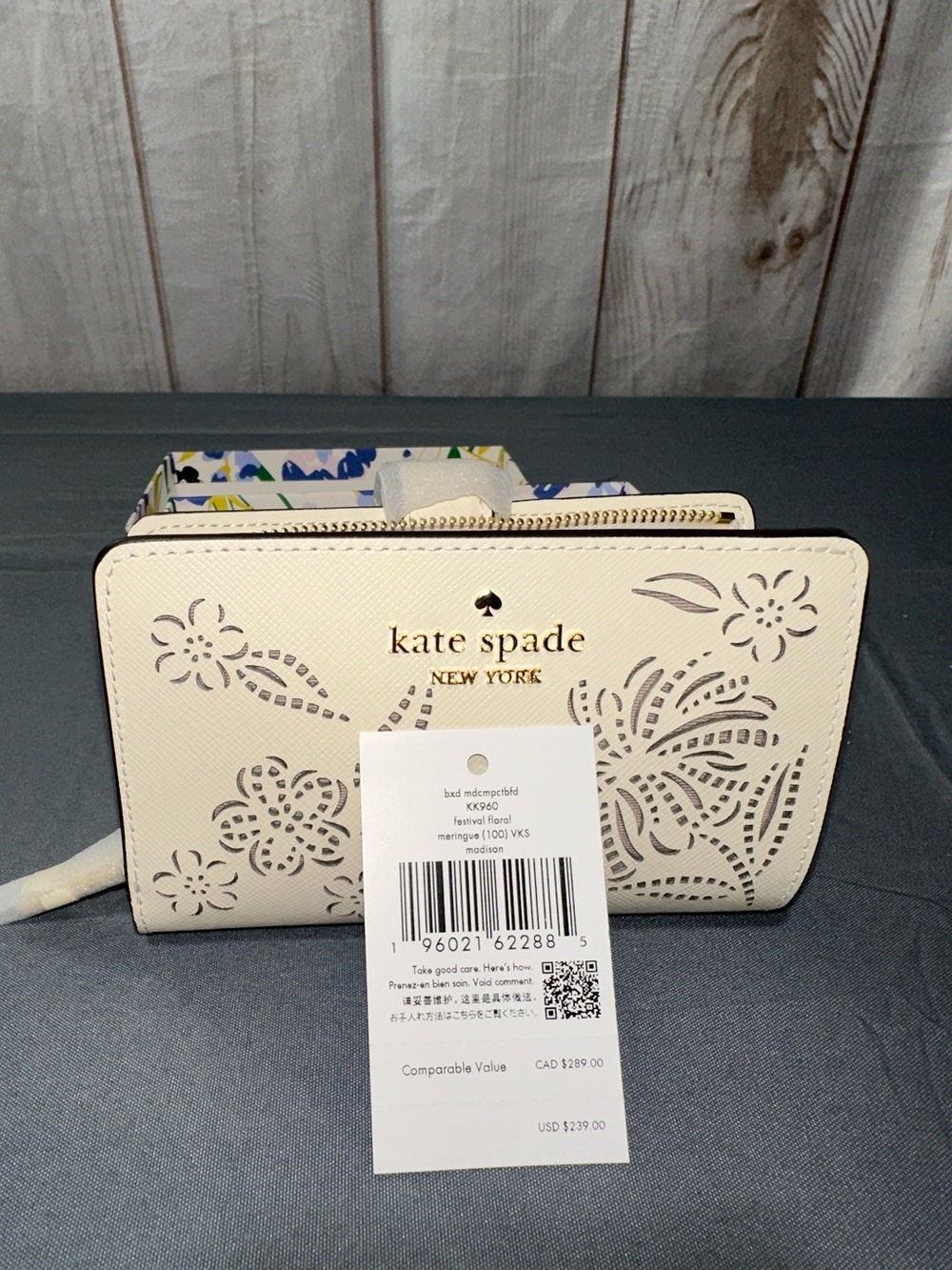 Kate Spade Boxed Madison Perforated Médium Bifold Wallet - Picture 7 of 7